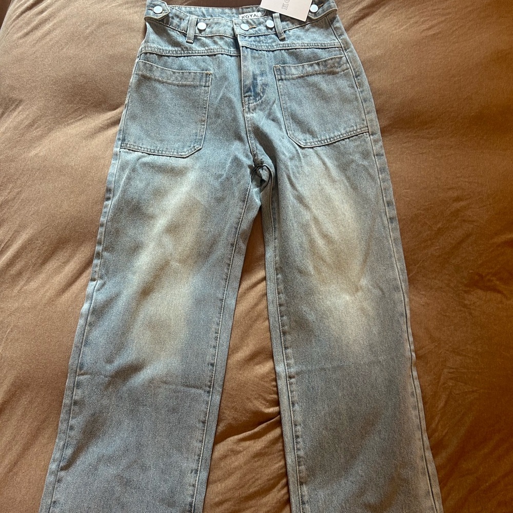 NWT’s KGYA Stylish Blue Denim Washed Wide Leg Jeans 28W